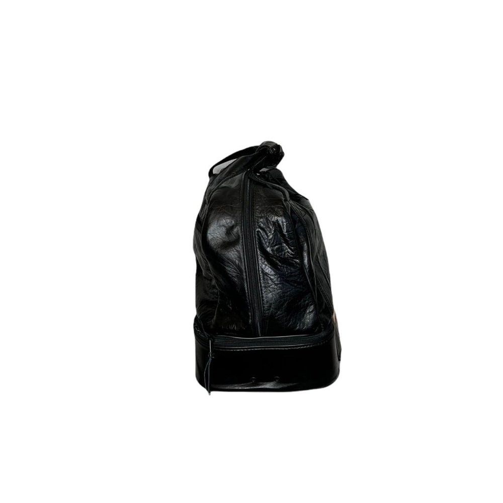 Belding Sports Vintage 1970's Custom Grain Black Leather Golf Gym Tote Bag - Picture 5 of 13
